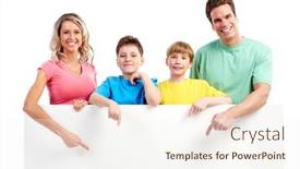  Presentation with family children - Theme having happy-family-father-mother background and a cream colored foreground