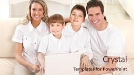  Presentation with working mother - Audience pleasing theme consisting of computer generations - happy family father mother backdrop and a lemonade colored foreground