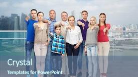  Presentation with gender - Presentation theme enhanced with happy family giving thumbs down background and a ocean colored foreground