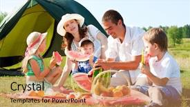  Presentation with picnic - Amazing slides having happy family have a picnic backdrop and a coral colored foreground