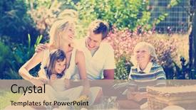  Presentation with family floral - Colorful presentation design enhanced with happy family having a picnic backdrop and a  colored foreground