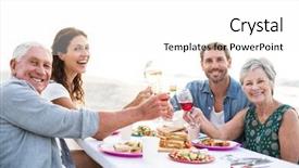  Presentation with family day - Colorful PPT theme enhanced with happy family having a picnic at the beach on a sunny day backdrop and a white colored foreground