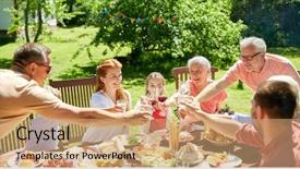  Presentation with summer party - Beautiful slide set featuring water festival - leisure holidays and people concept backdrop and a coral colored foreground