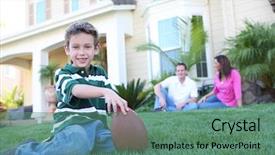  Presentation with apple and family - Cool new presentation with happy family having fun outdoors backdrop and a ocean colored foreground