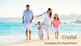  Presentation with fun - Amazing PPT theme having happy family having fun walking backdrop and a lemonade colored foreground