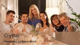  Presentation with tea party - Theme featuring happy family having tea party background and a coral colored foreground