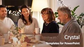  Presentation with tea party - Cool new PPT theme with happy family having tea party backdrop and a  colored foreground