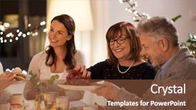  Presentation with tea party - Beautiful presentation featuring happy family having tea party backdrop and a  colored foreground