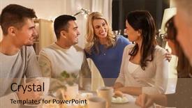  Presentation with tea party - Theme consisting of happy family having tea party background and a  colored foreground