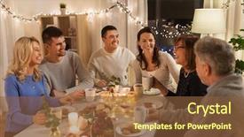  Presentation with tea party - Colorful theme enhanced with happy family having tea party backdrop and a  colored foreground