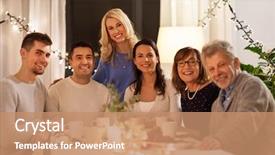  Presentation with tea party - Cool new PPT theme with happy family having tea party backdrop and a  colored foreground