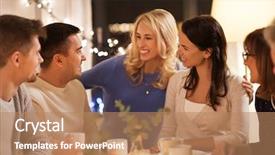  Presentation with tea party - Amazing presentation design having happy family having tea party backdrop and a  colored foreground