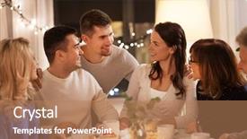  Presentation with tea party - Amazing slide deck having happy family having tea party backdrop and a  colored foreground