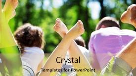  Presentation with weekend - Audience pleasing PPT theme consisting of happy-family-having-weekend backdrop and a coral colored foreground