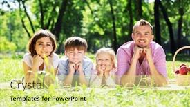  Presentation with weekend - Amazing presentation design having happy family having weekend in summer park backdrop and a blonde colored foreground