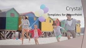  Presentation with balloons - Presentation design enhanced with happy-family-holding-balloons background and a light gray colored foreground