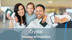  Presentation with airport boarding pass - Audience pleasing theme consisting of happy family holding boarding pass backdrop and a seafoam green colored foreground