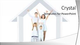 Presentation with white house - Presentation design consisting of happy family in a house background and a white colored foreground