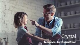  Presentation with pottery - Slide deck having happy family in a pottery background and a dark gray colored foreground