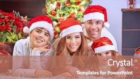  Presentation with christmas kids - Slide deck having happy family in christmas eve background and a coral colored foreground