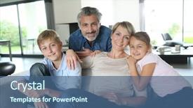  Presentation with house - Slide set having happy family in contemporary house background and a ocean colored foreground