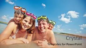  Presentation with camera - Presentation enhanced with happy-family-in-goggles-looking background and a coral colored foreground