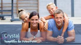  Presentation with gym - PPT layouts with happy-family-in-gym-doing background and a ocean colored foreground