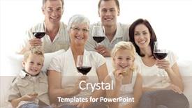  Presentation with living room family - PPT theme featuring illustration of a monster face on a white background background and a mint green colored foreground