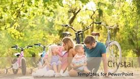  Presentation with family day - Colorful theme enhanced with happy family in park on sunny day backdrop and a coral colored foreground