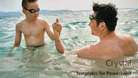  Presentation with swim - Slide deck featuring happy-family-in-swim-outdoors background and a  colored foreground