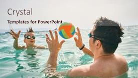  Presentation with swimming - Presentation theme with happy-family-in-swimming-goggles background and a  colored foreground