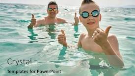  Presentation with swim - Presentation with happy-family-in-swimming-goggles background and a  colored foreground