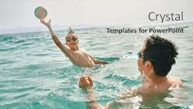  Presentation with swim - Presentation theme having happy-family-in-swimming-goggles background and a  colored foreground