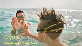  Presentation with swim - Slides enhanced with happy-family-in-swimming-goggles background and a  colored foreground