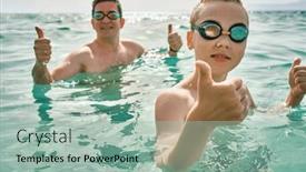  Presentation with swim - Presentation with happy-family-in-swimming-goggles background and a  colored foreground