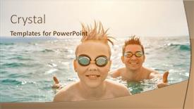  Presentation with swim - Slide set with happy-family-in-swimming-goggles background and a  colored foreground