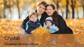  Presentation with family infographic - Presentation design enhanced with happy family in the autumn background and a  colored foreground