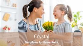  Presentation with mother child - Slide set having happy-family-in-the-kitchen background and a coral colored foreground