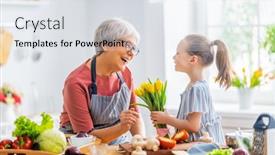  Presentation with giving - Slide set with happy-family-in-the-kitchen background and a light gray colored foreground