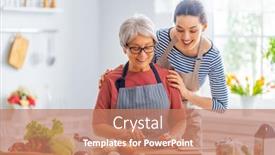  Presentation with daughter mother - Colorful presentation enhanced with happy-family-in-the-kitchen backdrop and a coral colored foreground