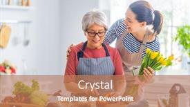  Presentation with mom daughter - PPT layouts featuring happy-family-in-the-kitchen background and a coral colored foreground