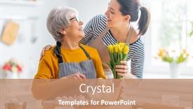  Presentation with mom daughter - PPT theme having happy-family-in-the-kitchen background and a coral colored foreground