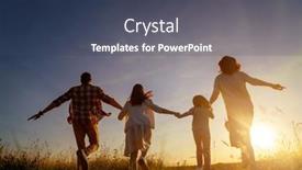  Presentation with children running - Presentation design having happy-family-in-the-park background and a ocean colored foreground