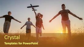  Presentation with children running - Presentation consisting of happy-family-in-the-park background and a tawny brown colored foreground