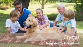  Presentation with dog park animal jack - Beautiful slide set featuring happy-family-in-the-park backdrop and a  colored foreground