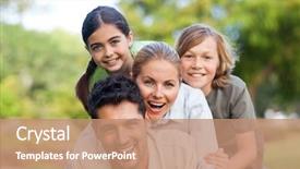  Presentation with park - Cool new presentation design with happy family in the park backdrop and a coral colored foreground