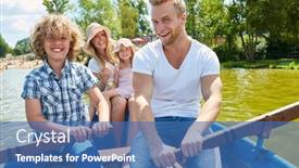  Presentation with tour - Cool new PPT layouts with happy family is making tour with the rowboat on the lake in the summer backdrop and a ocean colored foreground