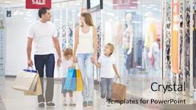  Presentation with family shopping - Slide deck consisting of happy family is shopping background and a mint green colored foreground