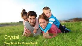  Presentation with country - Audience pleasing slide deck consisting of happy family laying in country backdrop and a tawny brown colored foreground