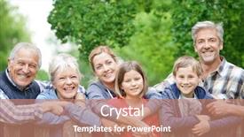  Presentation with family struggles - Amazing presentation theme having happy family leaning on fence backdrop and a coral colored foreground